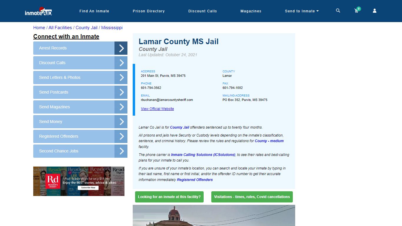 Lamar County MS Jail - Inmate Locator - Purvis, MS